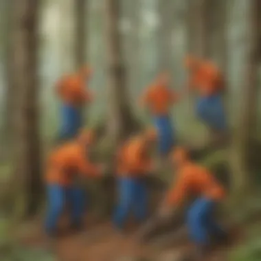 Forest Challenge Team Building Group solving challenge in a forest setting