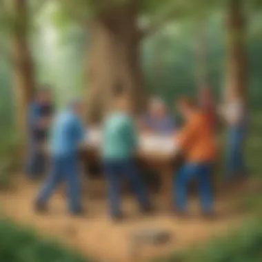 Trust-Building Exercise for Small Groups Small team engaging in a trust-building activity