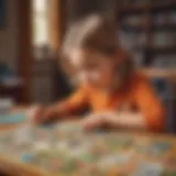 Young child engrossed in a puzzle-solving game