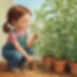 Preschooler exploring plant growth