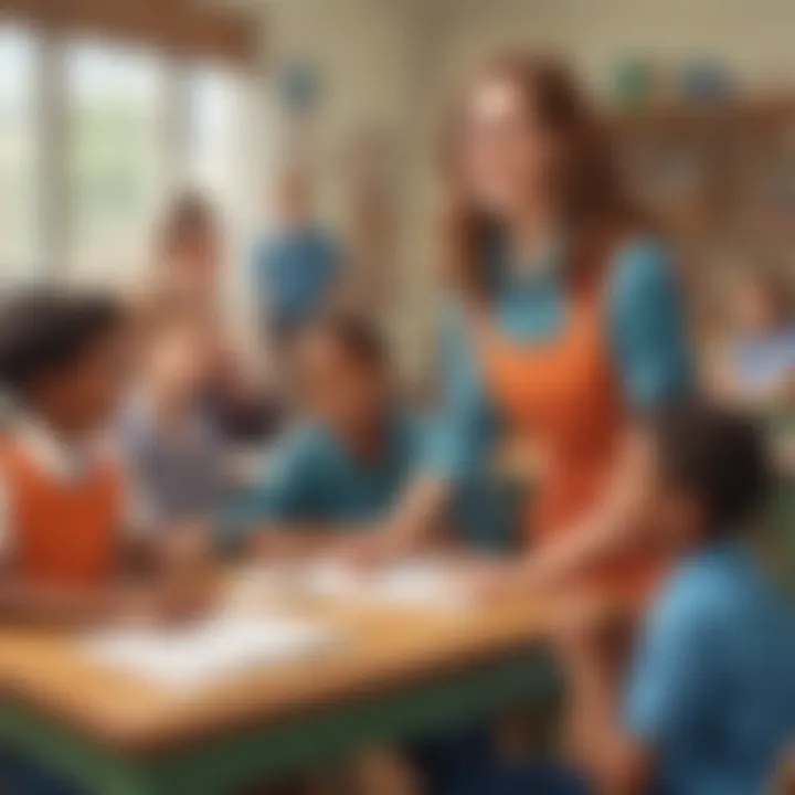 A classroom setting where a teacher interacts with students during a poetry lesson.