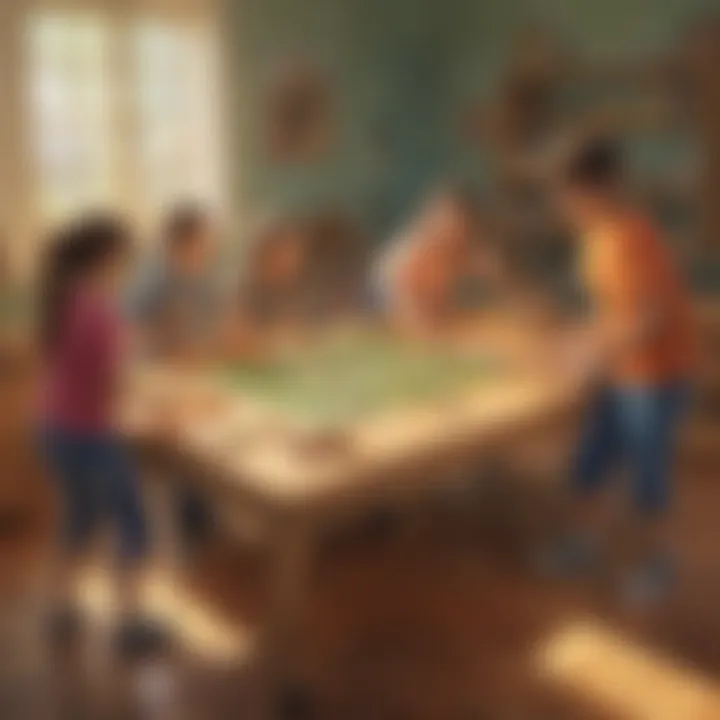 Group of kids engaged in a cooperative play session