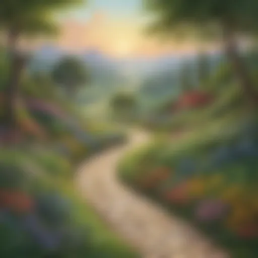 Illustration of a serene landscape with a winding path