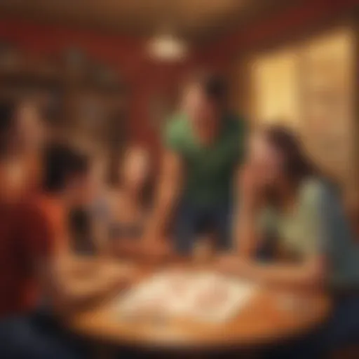 Illustration of a group of friends engaged in a lively game of Truth or Dare