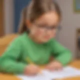 Illustration of a young child engaged in sight word activities