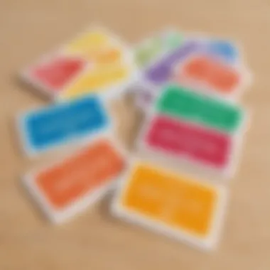 Colorful flashcards with sight words for elementary students