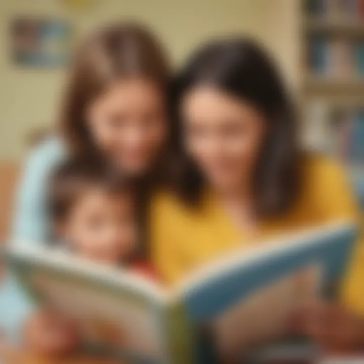 A child engaging with a parent while reading a picture book that emphasizes sight words