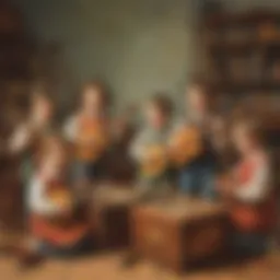 Children engaged in a sound game with musical instruments