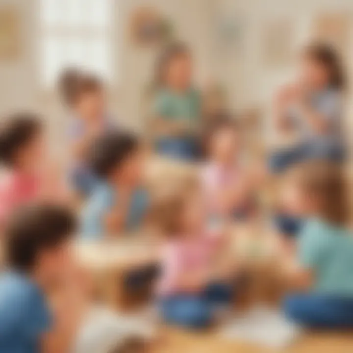Group of preschoolers participating in an auditory activity