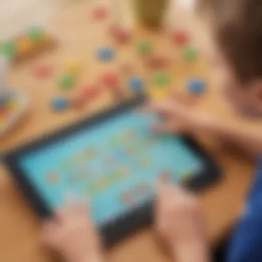 Interactive spelling game on a tablet screen