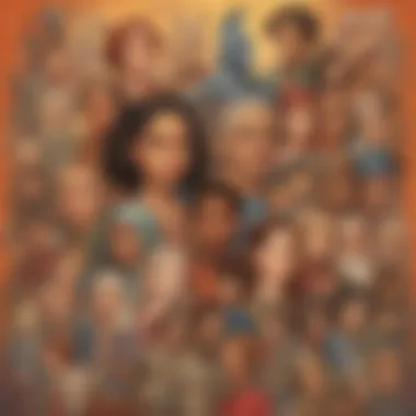 An artistic representation of different character archetypes from children's literature