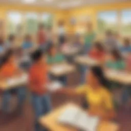 Dynamic classroom setting where students engage with language arts materials.