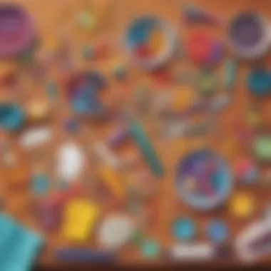 Crafting Supplies for Team Bonding Colorful crafting supplies spread across a table