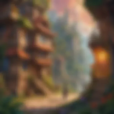 Vibrant Game Scene A vibrant scene from a popular video game featuring friendly characters and imaginative landscapes.