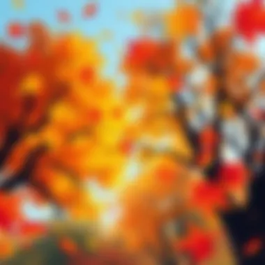 Autumn's Embrace Vibrant autumn leaves falling from trees