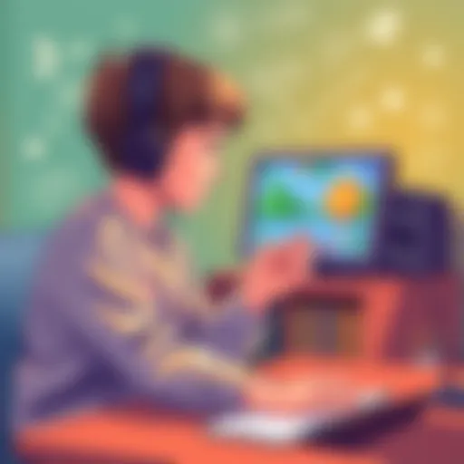 Child engaged in virtual maths gameplay