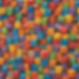 Children engaging in a playful math activity with colorful blocks.