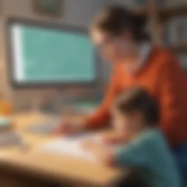 Parent and Child Engaging with Math Resources A parent and child exploring math resources together online