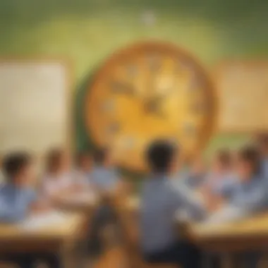 Children engaging with a maths clock in a classroom setting