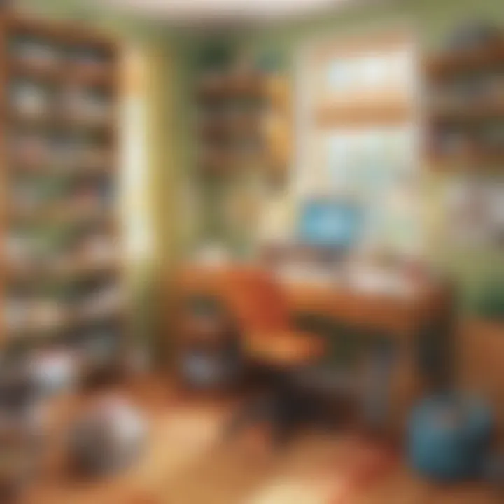 A well-organized homeschooling workspace with resources