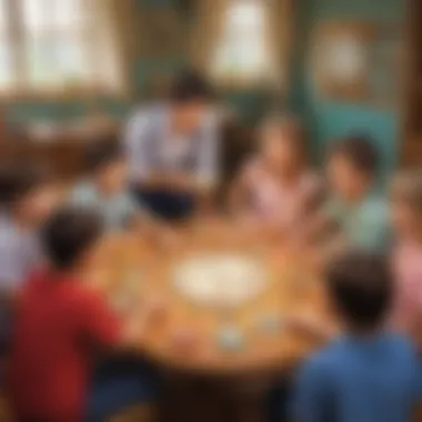 Interactive Time-Telling Experience Children engaging in a time-telling game