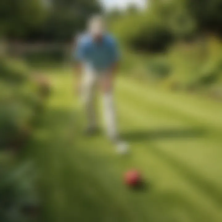 Lawn bowling activity in a vibrant garden setting