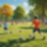 Children enjoying a game of soccer in a sunny park