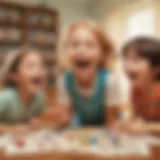 Children laughing while playing a funny educational game.