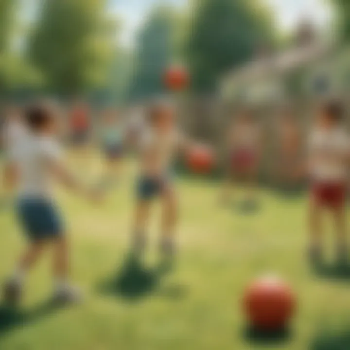 Children playing outdoor ball games