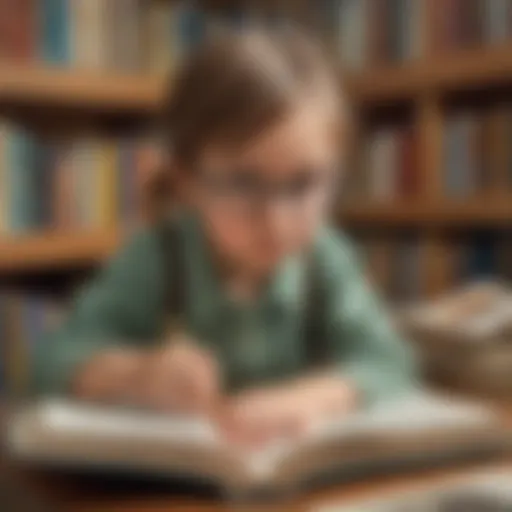 Illustration of a curious child reading a nonfiction book