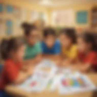 Engaging Math Games for Elementary Students Illustration of children engaged in math games