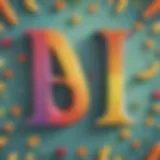 Illustration of a colorful letter A and B for kindergarten learning