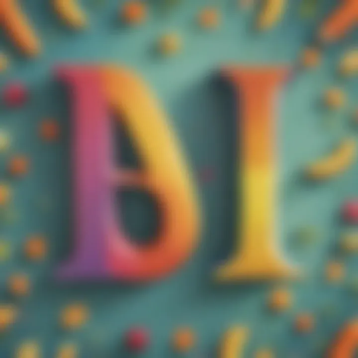 Illustration of a colorful letter A and B for kindergarten learning
