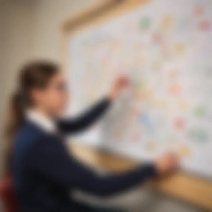Illustration showing a student engaging in a concept mapping activity