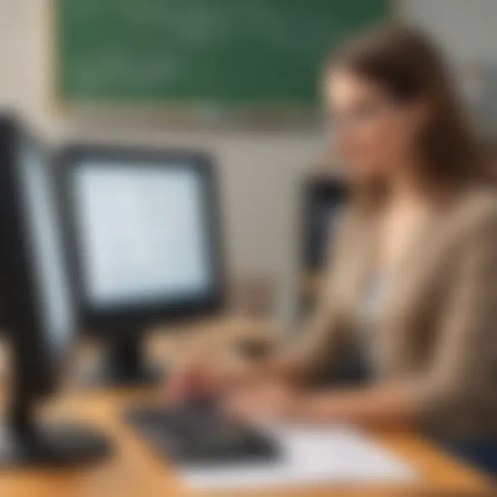 Illustration representing a teacher using technology for real-time formative assessment