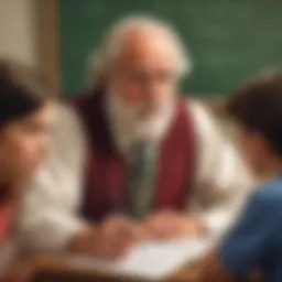 Illustration depicting a teacher using a Socratic questioning technique