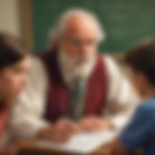 Illustration depicting a teacher using a Socratic questioning technique