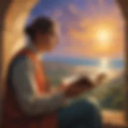 Educator gazing at the horizon with a book in hand