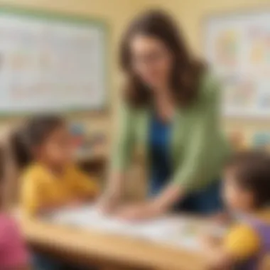 Effective Teacher Guidance in Early Math Education Kindergarten teacher guiding students with math exercises