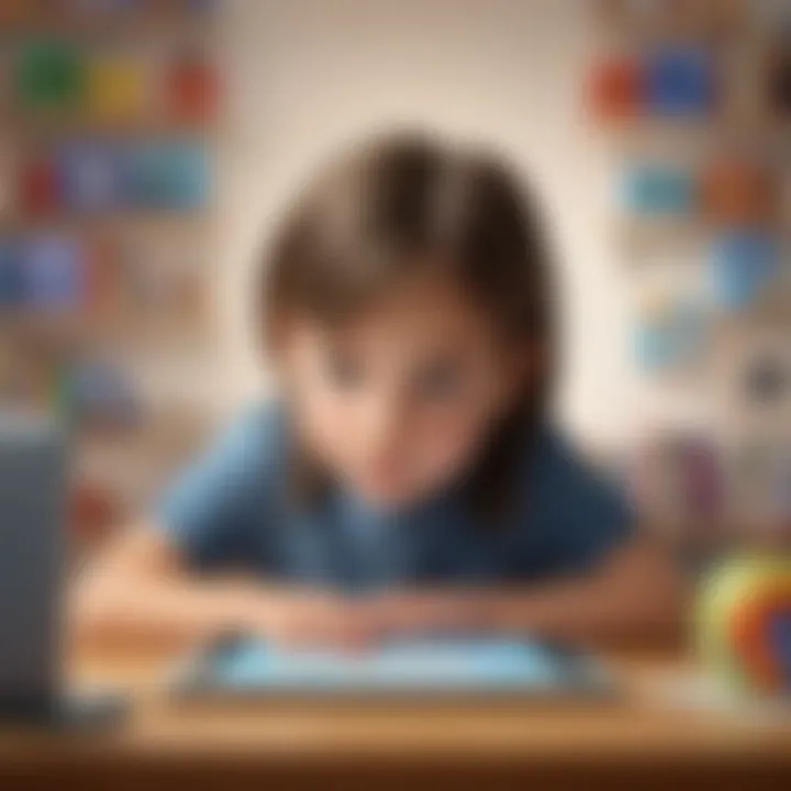 Child Learning ABCs on Tablet