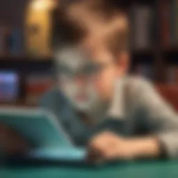 Illustration of a child engrossed in a flash pad game