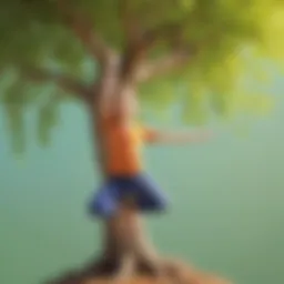Child in Tree Pose yoga position