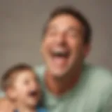 Illustration of a father and child sharing a laugh over a dad joke