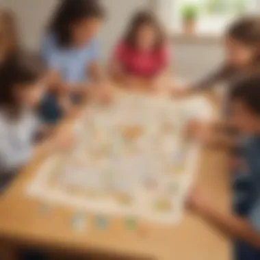 Interactive Word Puzzle Game in Action Children engaging in a word puzzle game