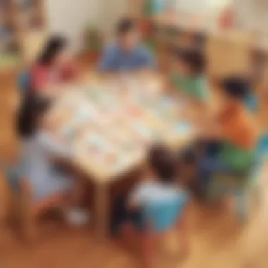 Collaborative Learning Experiences Parents and children collaborating on alphabet activities