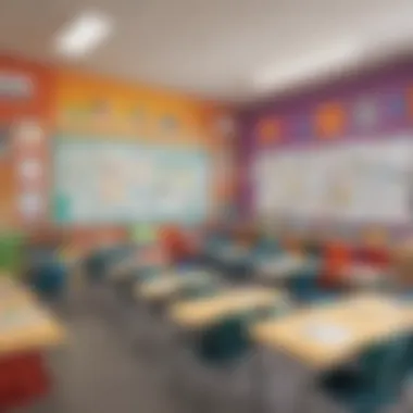 Dynamic Classroom Learning Atmosphere Colorful classroom environment showcasing lesson plans on the wall