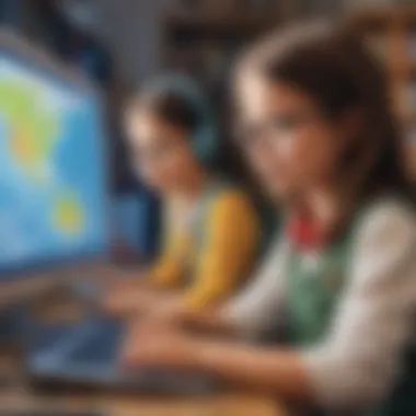 Exploring Digital Learning Children exploring a digital learning platform