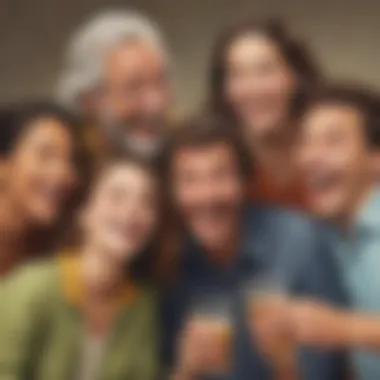 Fostering Unity Through Shared Laughter A diverse group chuckling together at a well-received joke