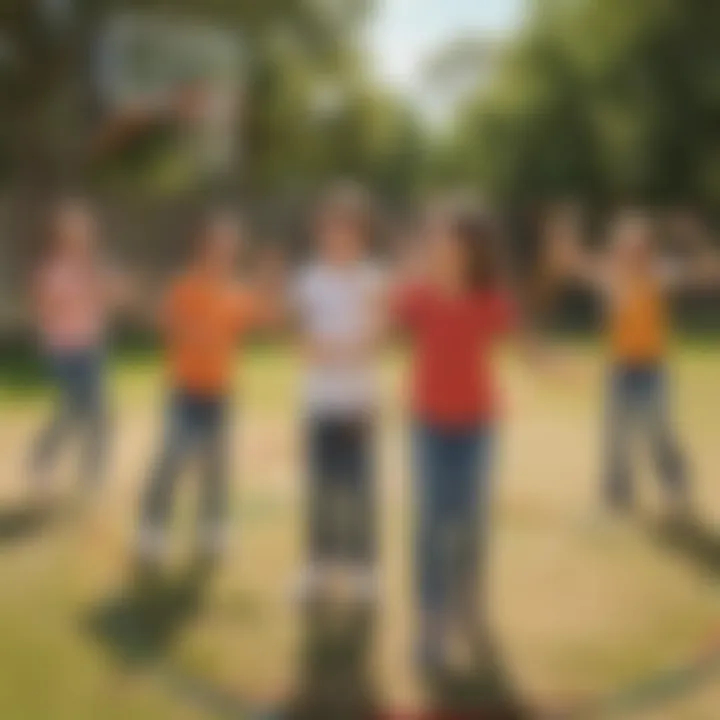 Kids engaging in a fun group activity with hoops