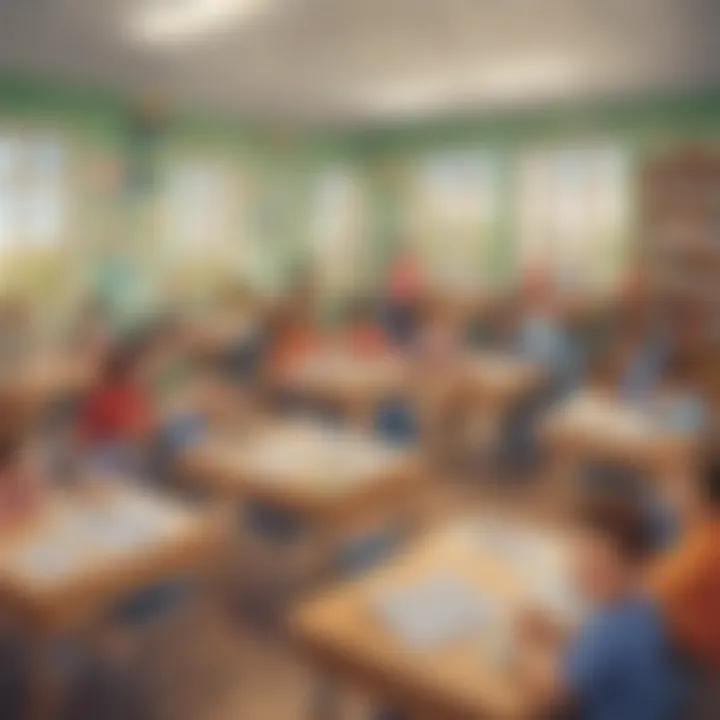Illustration depicting a fun and educational classroom environment with vocabulary games